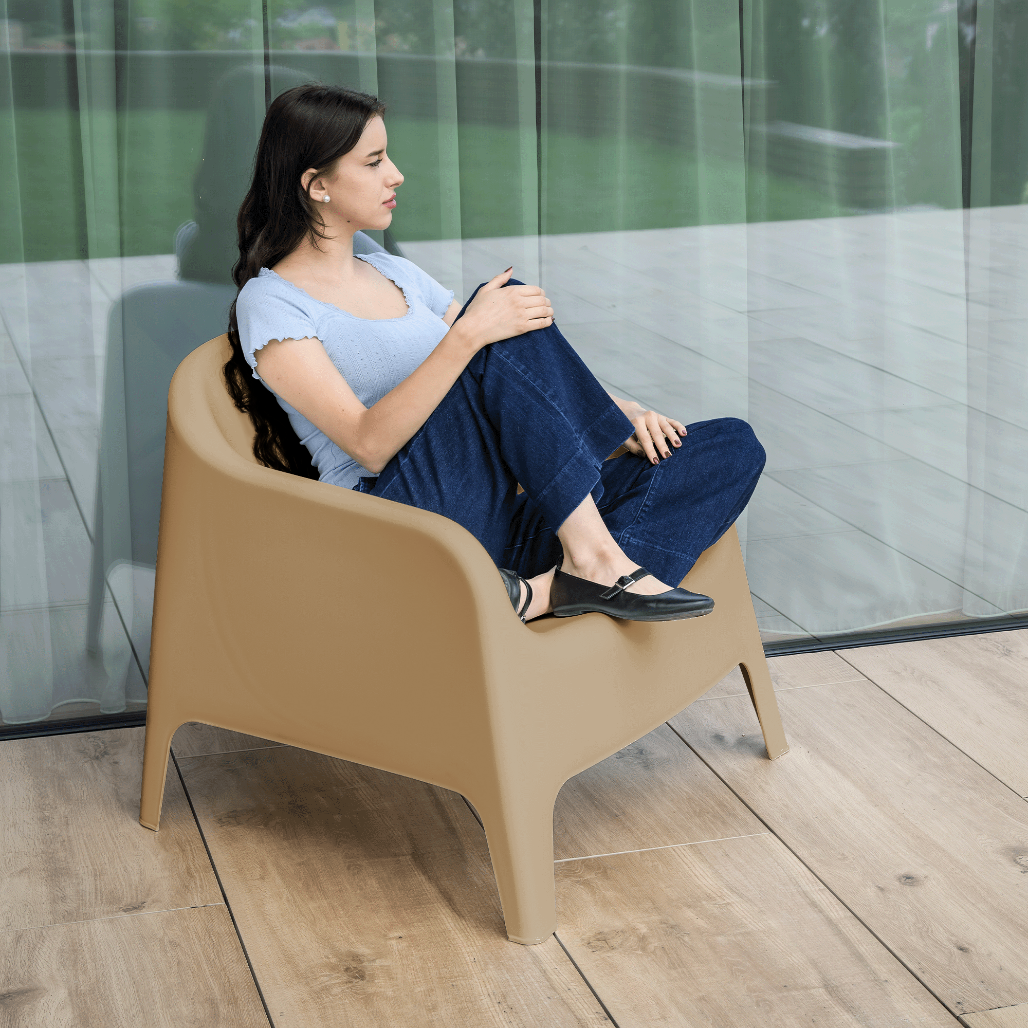 Scaun stivuibil, maro, plastic, SOKRA NEW [15]