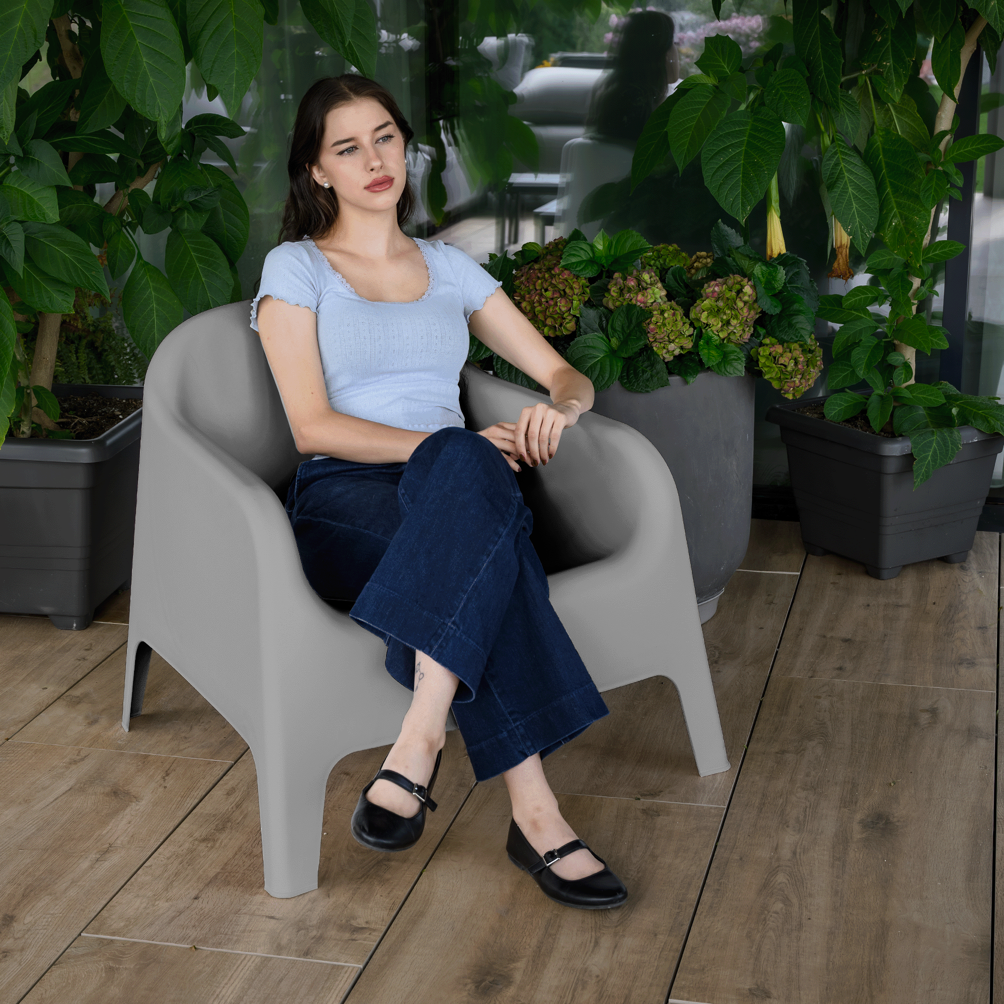 Scaun stivuibil, gri, plastic, SOKRA NEW [6]