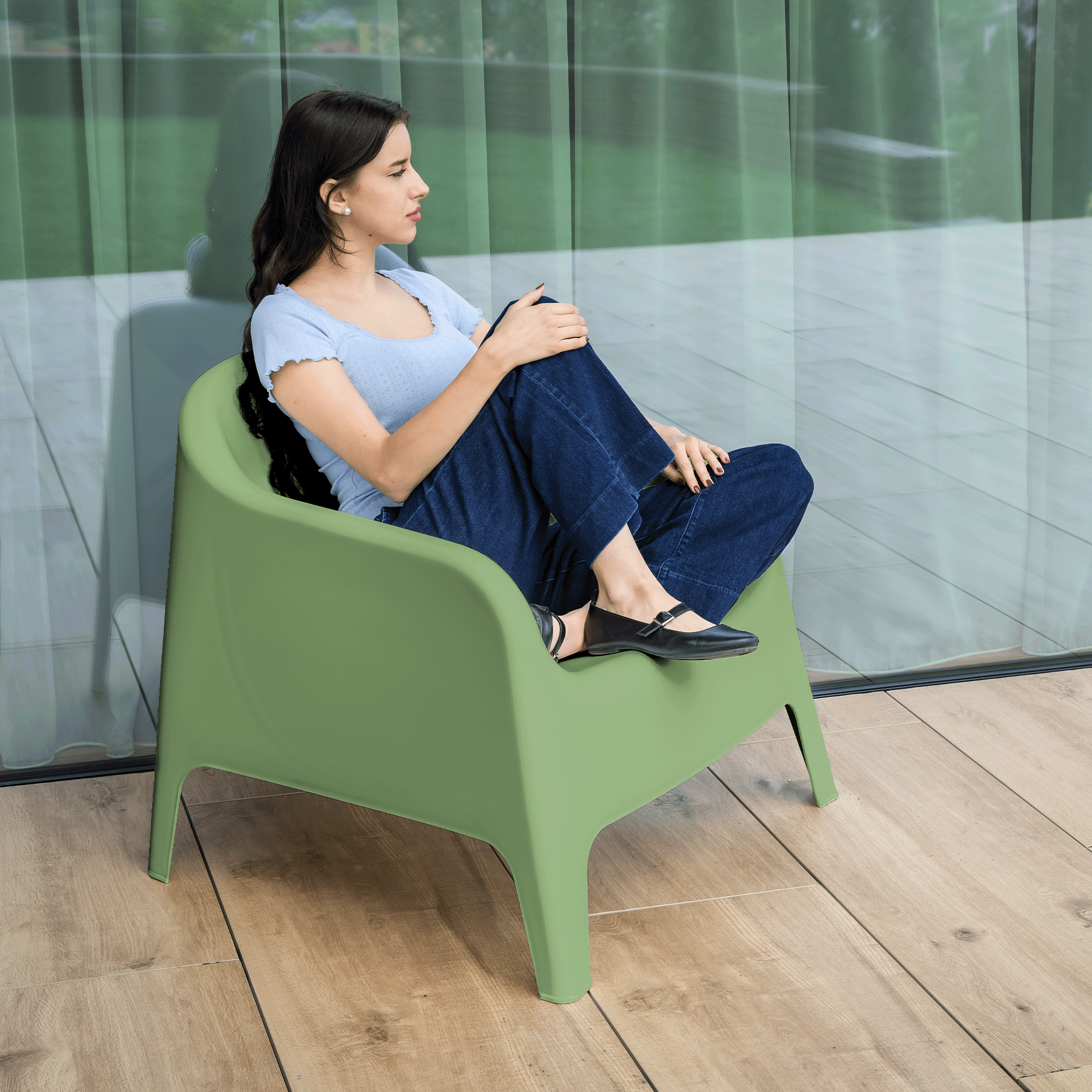 Scaun stivuibil, verde, plastic, SOKRA NEW [7]