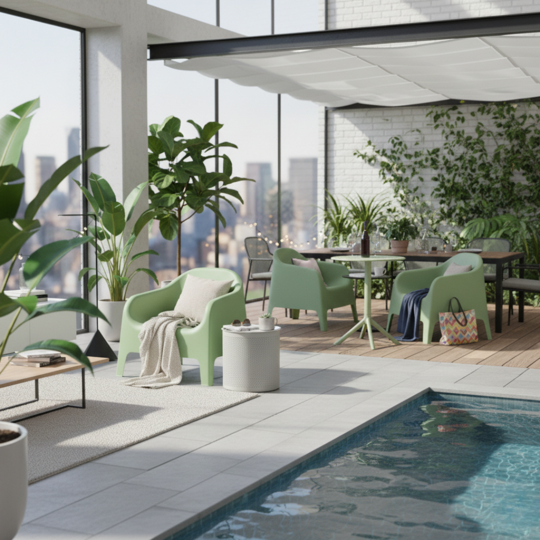 Scaun stivuibil, verde, plastic, SOKRA NEW [12]