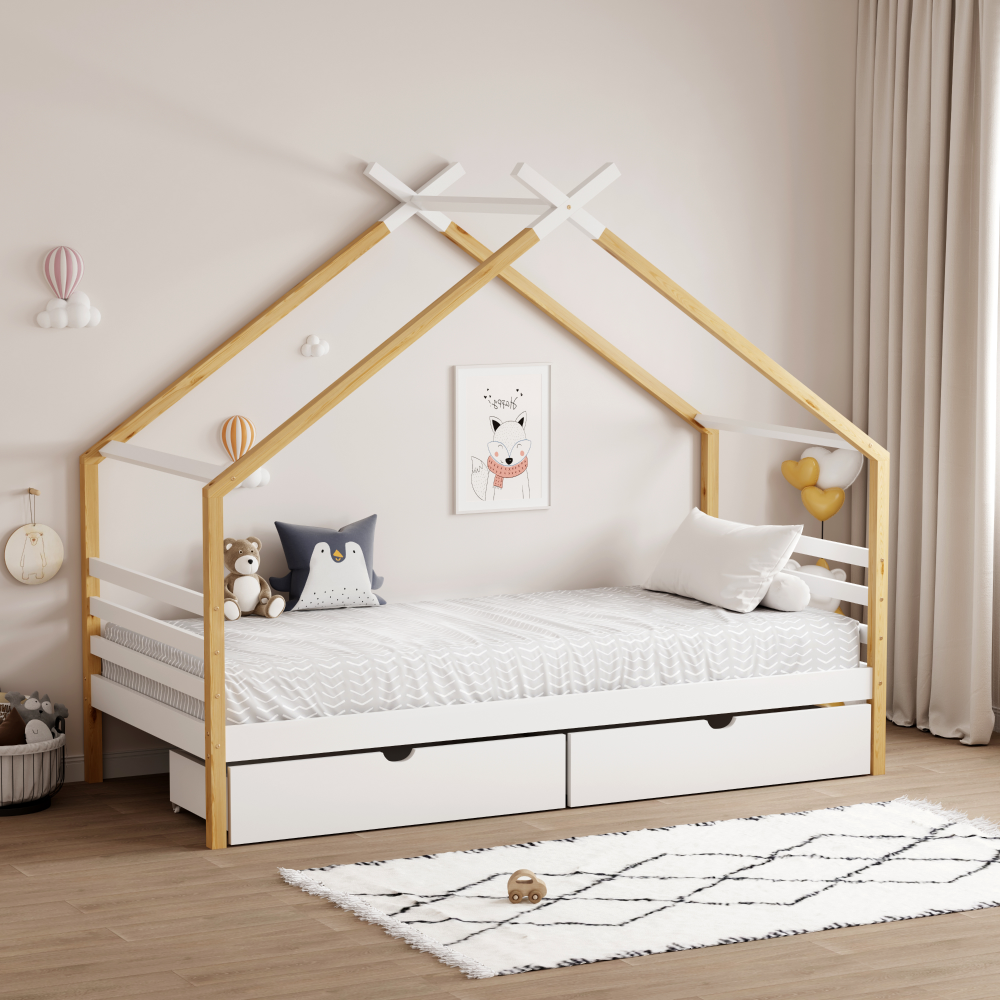 Pat Montessori, alb/maro, 90x200, TARA [5]