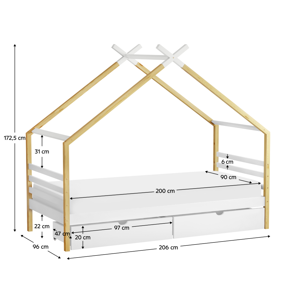 Pat Montessori, alb/maro, 90x200, TARA [8]