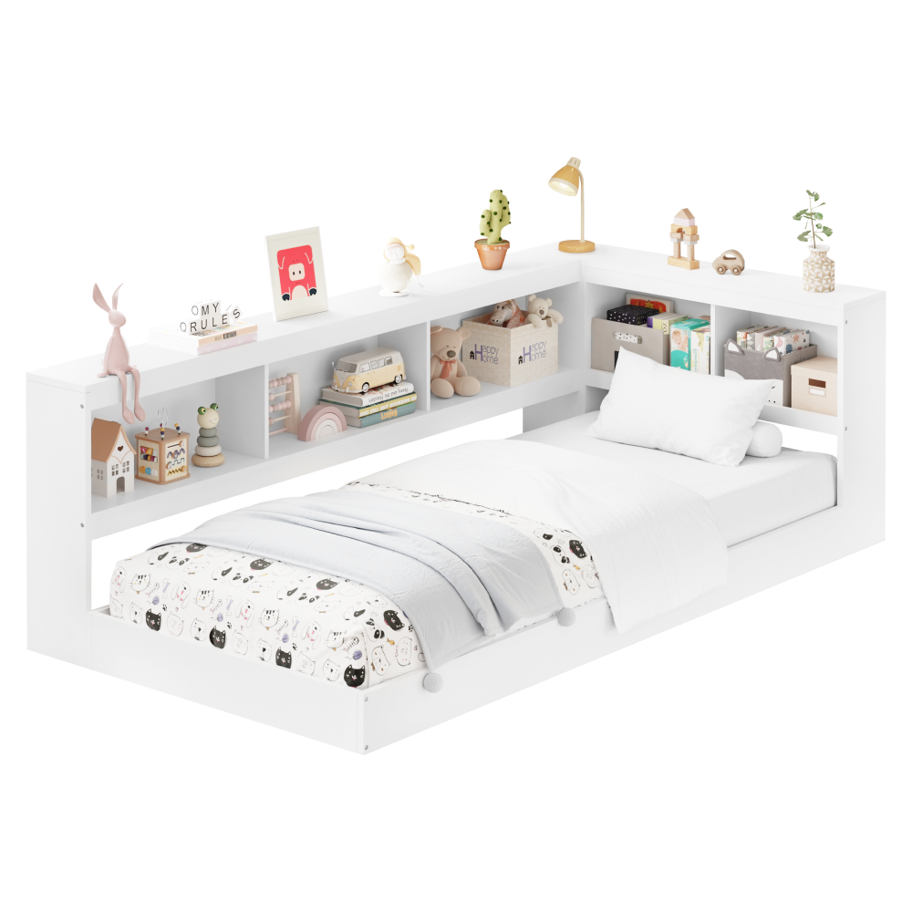 Pat cu somieră, alb, 90x200, TOSIA [3]