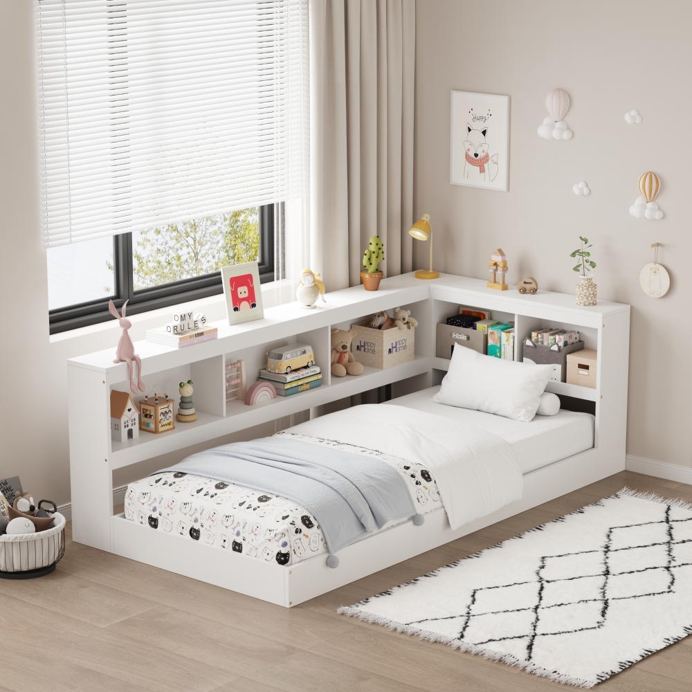 Pat cu somieră, alb, 90x200, TOSIA [6]