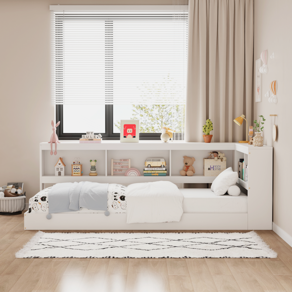 Pat cu somieră, alb, 90x200, TOSIA [7]