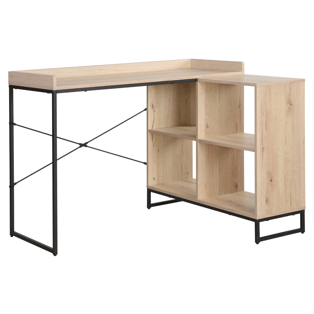 Toate Produsele - Masă PC de colţ, stejar/negru, ULOSTOL