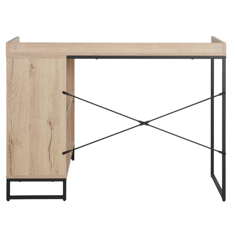 Masă PC de colţ, stejar/negru, ULOSTOL [6]