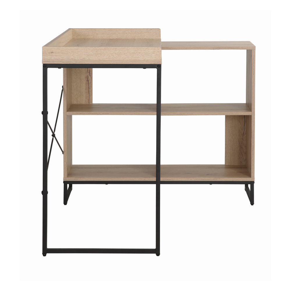 Masă PC de colţ, stejar/negru, ULOSTOL [4]