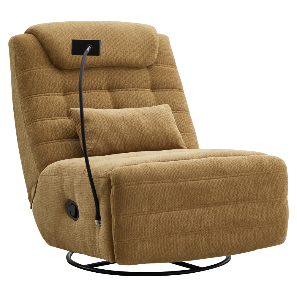 Toate Produsele - Fotoliu de lux pivotant, balansoar, muştar, UMRBO