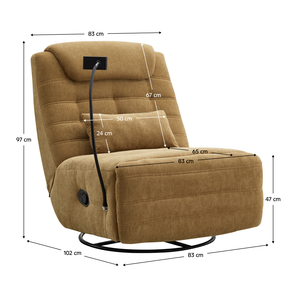 Fotoliu de lux pivotant, balansoar, muştar, UMRBO [5]