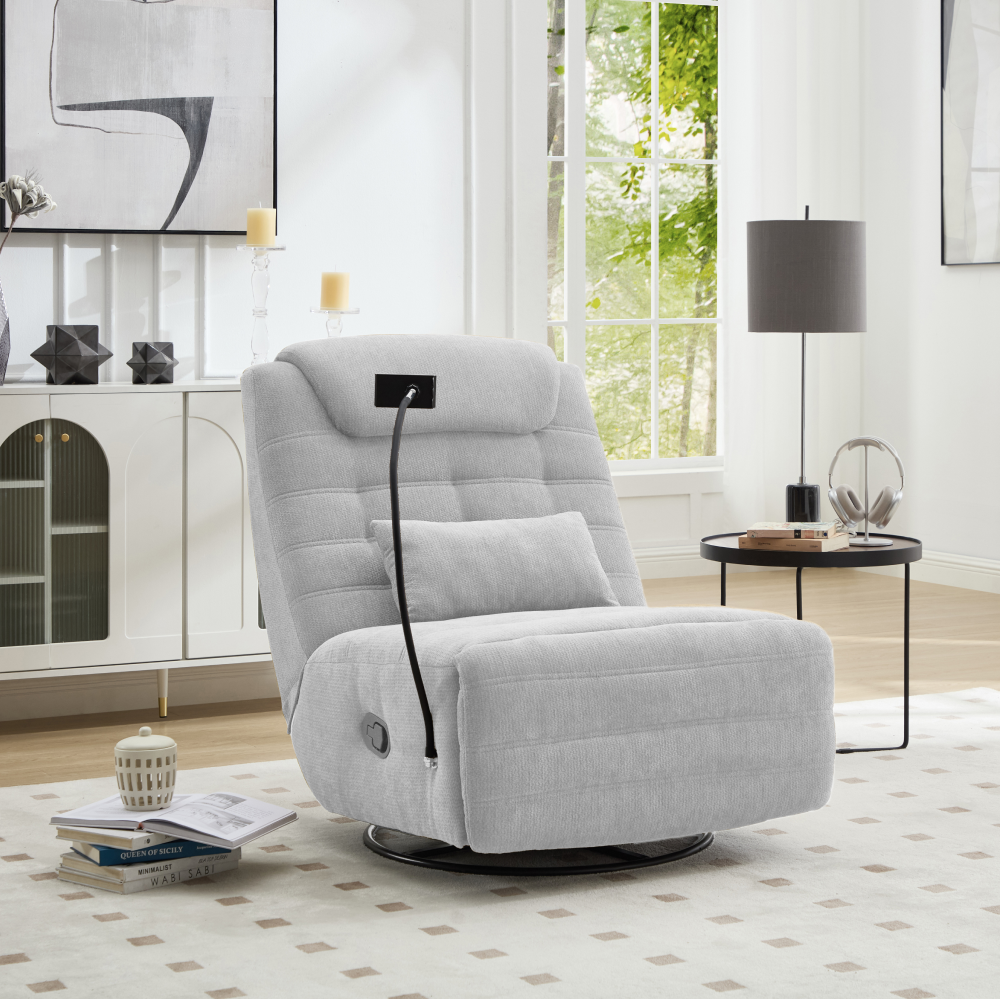 Fotoliu de lux pivotant, cu balansare, gri deschis, UMBRO [1]