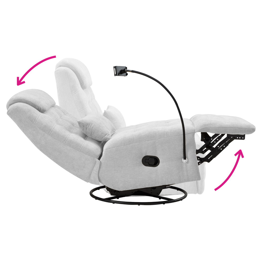 Fotoliu de lux pivotant, cu balansare, gri deschis, UMBRO [7]