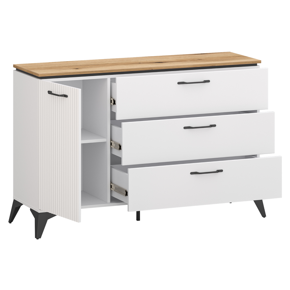 Comodă, alb/stejar evoke, VELIS 1D3S [5]