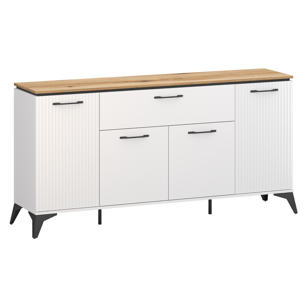 Toate Produsele - Comodă cu sertare, alb/stejar evoke, VELIS 4D1S