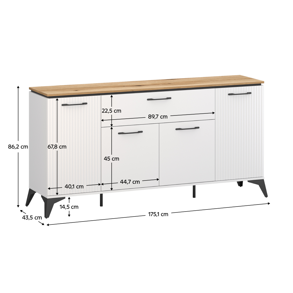 Comodă cu sertare, alb/stejar evoke, VELIS 4D1S [5]