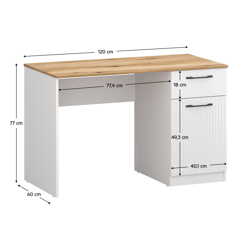 Masă PC, alb/stejar evoke, VELIS 1D1S/120 [4]