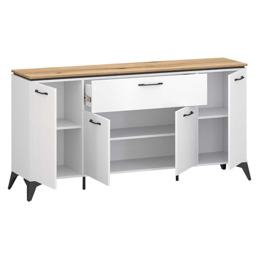 Comodă cu sertare, alb/stejar evoke, VELIS 4D1S [6]