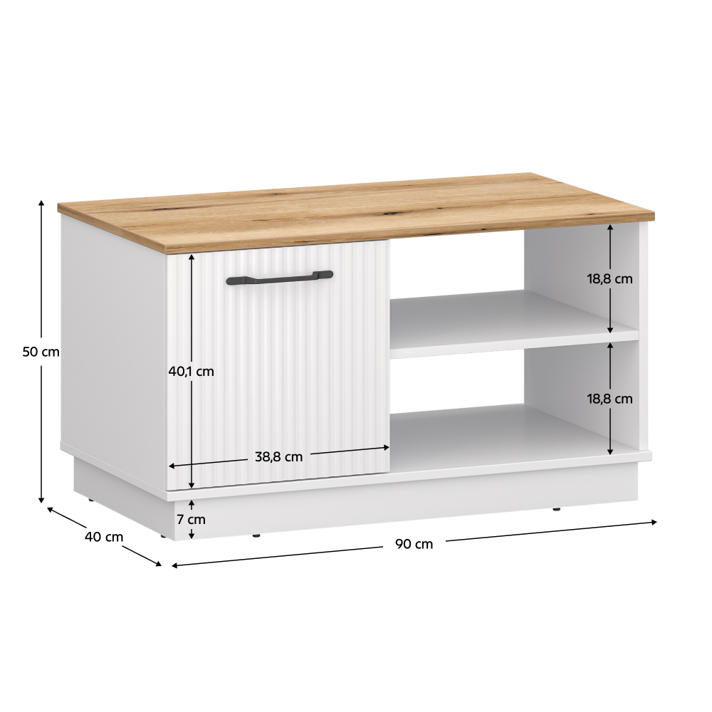 Măsuţă de cafea, alb/stejar evoke, VELIS 1D [4]