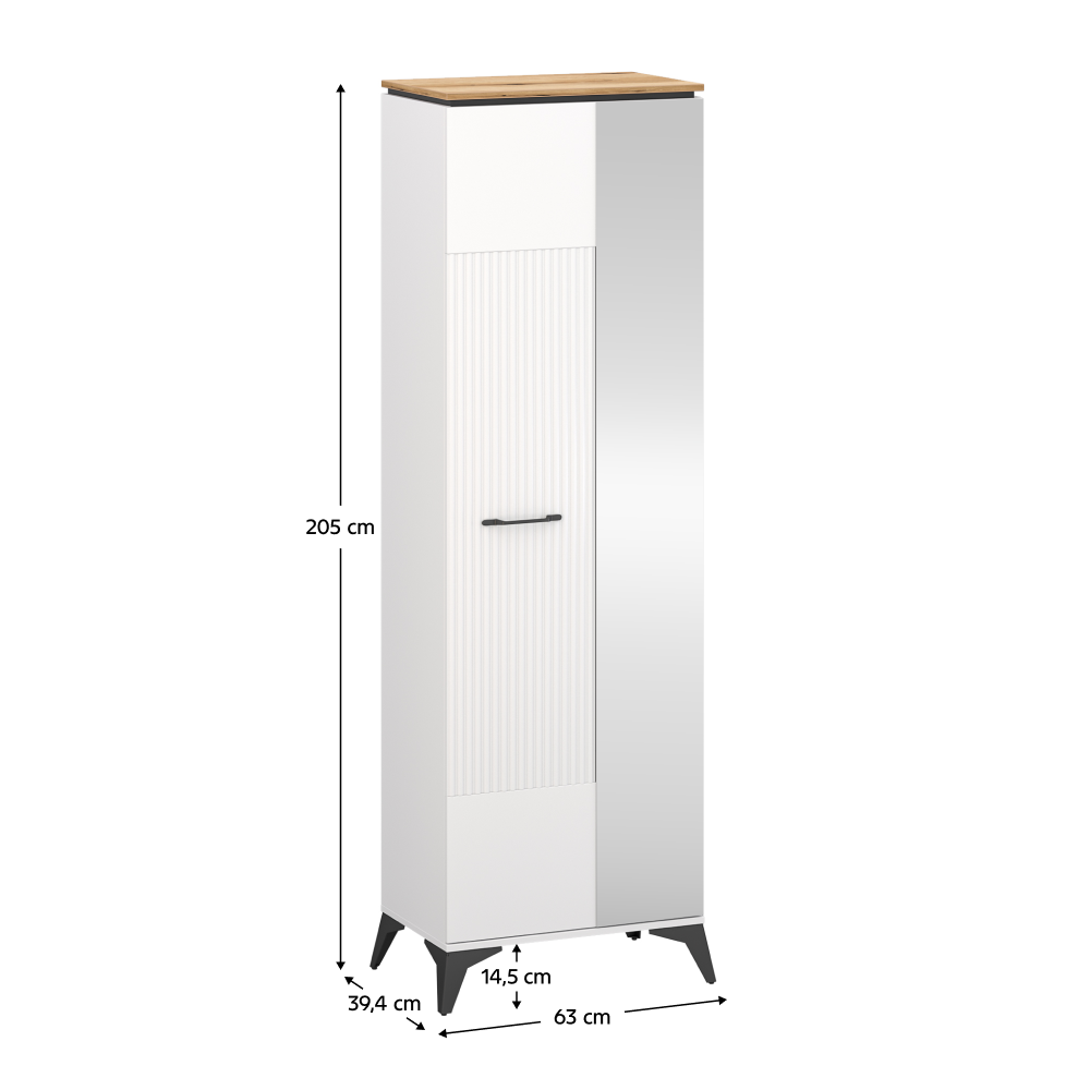 Dulap cu oglindă, alb/stejar evoke, VELIS 1D/40 [4]