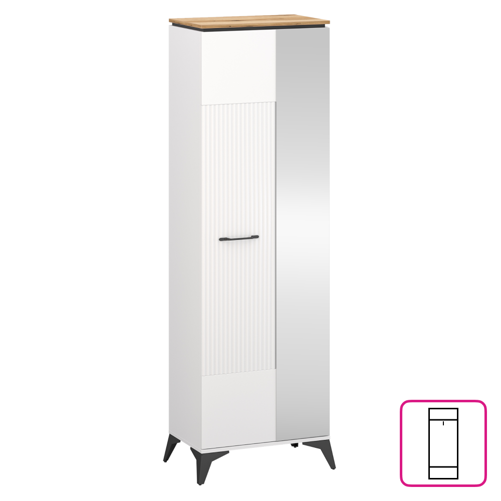 Toate Produsele - Dulap cu oglindă, alb/stejar evoke, VELIS 1D/40