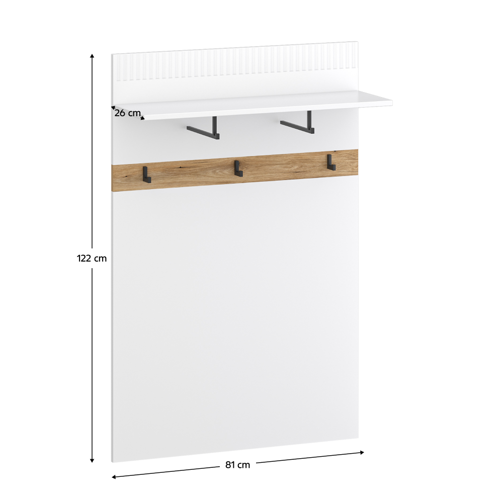 Cuier de perete 80, alb/stejar evoke, VELIS [4]