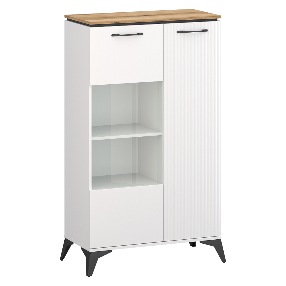 Mobilier/seturi de bucatarie - Vitrină joasă, alb/stejar evoke, VELIS 1D1W