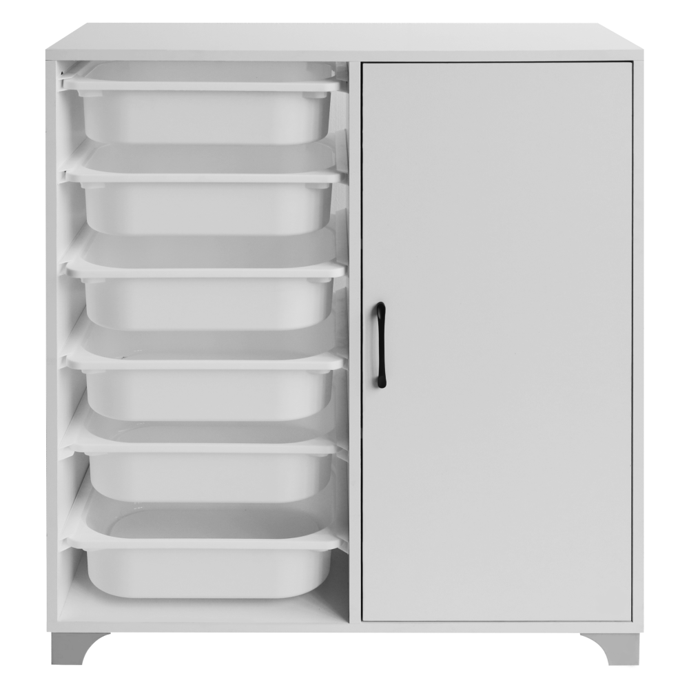 Raft/dulăpior cu cutii de depozitare, alb, VELTO [1]