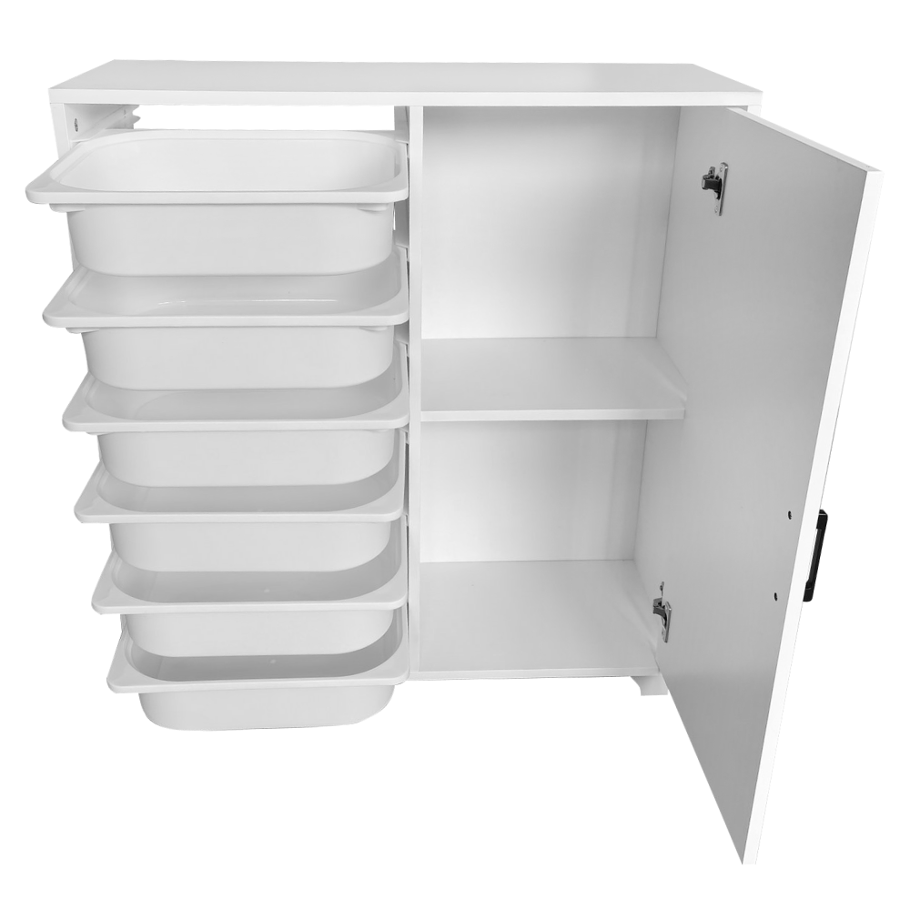 Raft/dulăpior cu cutii de depozitare, alb, VELTO [2]