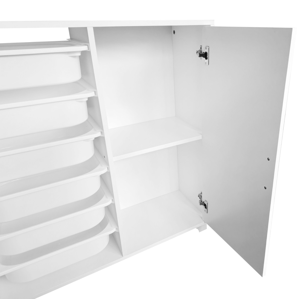 Raft/dulăpior cu cutii de depozitare, alb, VELTO [3]