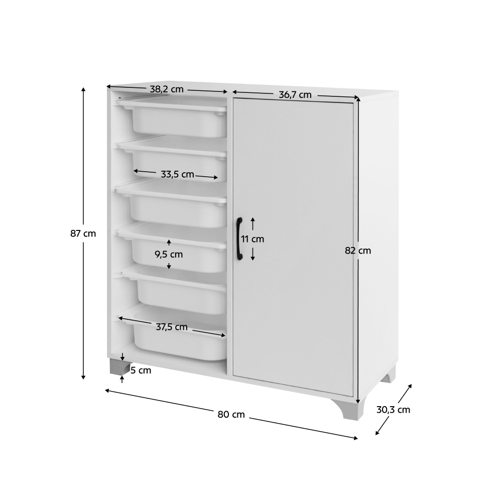 Raft/dulăpior cu cutii de depozitare, alb, VELTO [5]