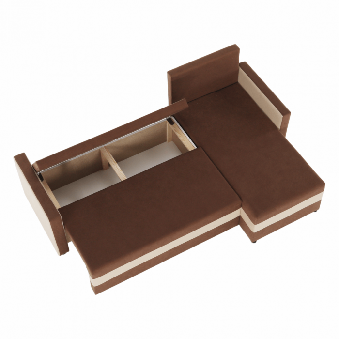 Coltar extensibil modern, cu spatiu depozitare, universal, stanga-dreapta, stofa maro/bej, 219x139 cm, Bortis Impex [8]