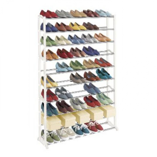 Pantofar practic, 10 randuri , plastic/metal ,alb 140x90x16 cm,Bortis Impex [2]