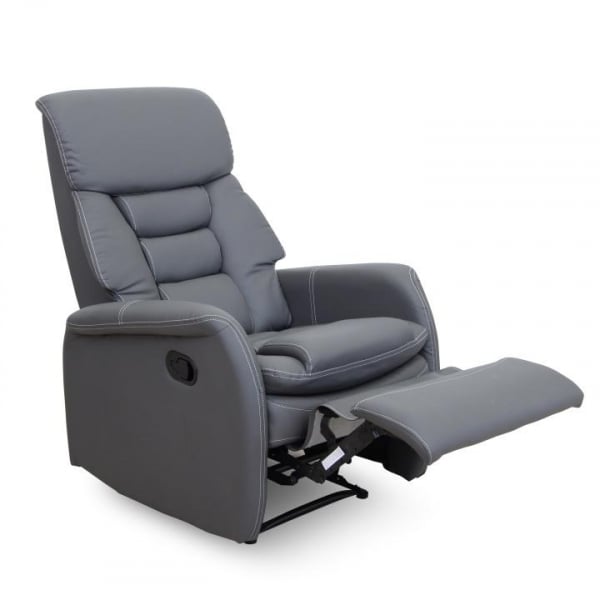 Fotoliu relaxant,cu recliner , piele ecologică gri,Bortis Impex [1]