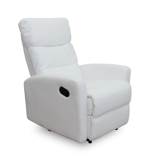 Fotoliu relaxant ,cu recliner, piele eco alba  , Bortis Impex [6]