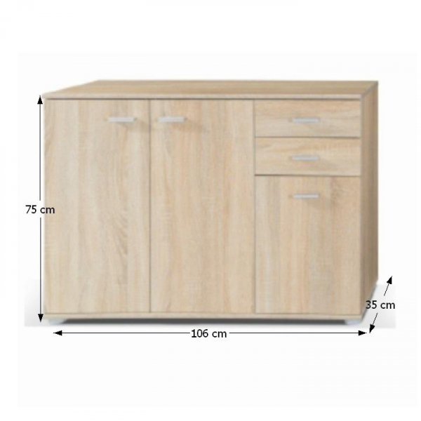 Comodă dormitor/living , stejar sonoma, 106 cm, Bortis Impex [2]