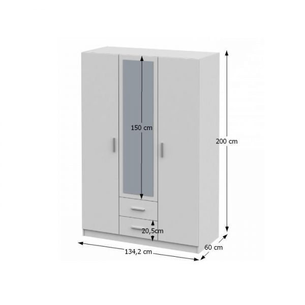 Dulap haine, pal alb ,134 cm lungime ,Bortis Impex [3]