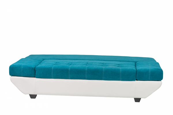 Canapea extensibila, moderna cu spatiu depozitare  , brate incadrate reglabile, 200 cm lungime, albastru rubin/ piele eco crem [3]