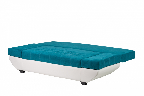 Canapea extensibila, moderna cu spatiu depozitare  , brate incadrate reglabile, 200 cm lungime, albastru rubin/ piele eco crem [5]