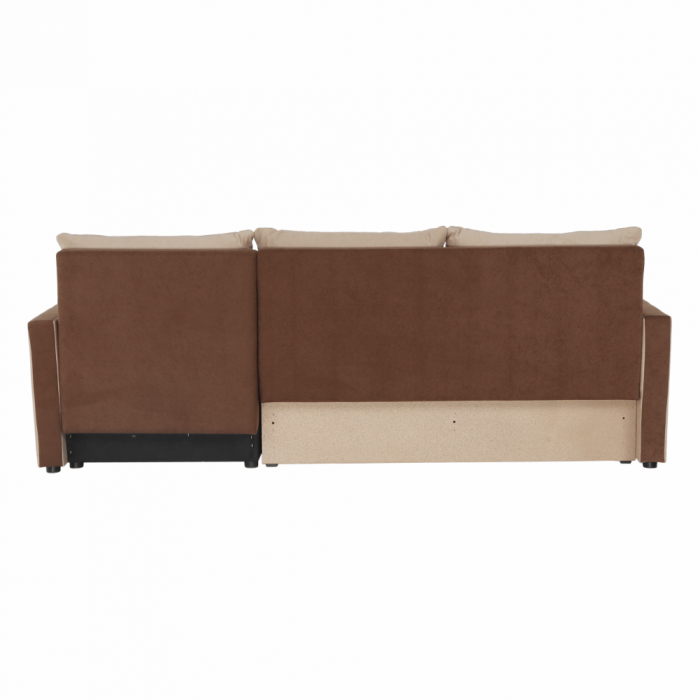 Coltar extensibil modern, cu spatiu depozitare, universal, stanga-dreapta, stofa maro/bej, 219x139 cm, Bortis Impex [6]