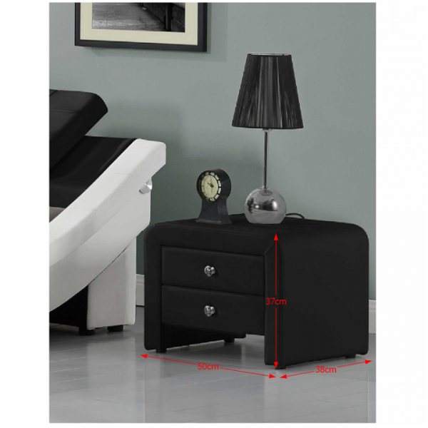 Noptiera dormitor,de lux, tapitata, piele eco neagra,50x37x38cm,Bortis Impex [3]
