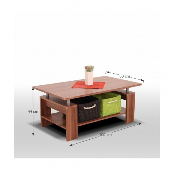 Masuta Living/cafea,Nuc deschis/argintiu, 100x60x44cm,Bortis Impex [3]