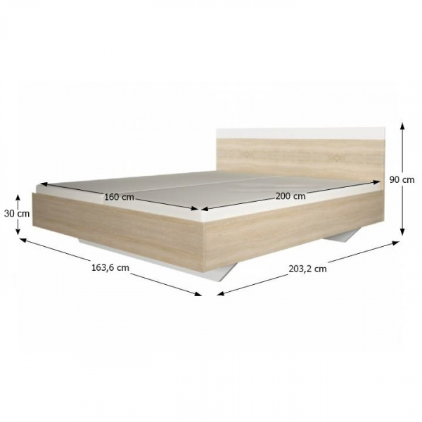 Pat dormitor ,pal stejar sonoma/alb, 160x200 cu suport saltea lamelar inclus, Bortis Impex [2]
