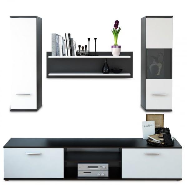 Set mobila Living ,negru/alb,188 cm lungime, modern ,Bortis Impex [1]