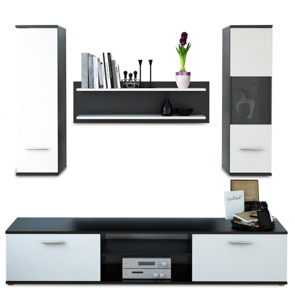 Set mobila Living ,negru/alb,188 cm lungime, modern ,Bortis Impex [4]