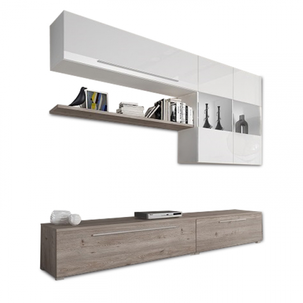 Mobilier de sufragerie, MDF lucios, stejar nelson/alb lucios HG [3]