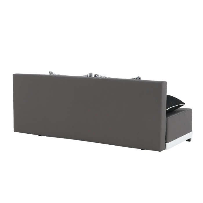 Canapea extensibila , cu lada depozitare , 203 cm lungime, stofa gri/negru ,perne  gri cu model [5]