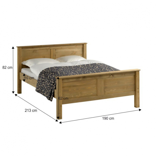 Pat dormitor, 180x200 cm ,lemn masiv de mesteacan,culoare stejar,suport saltea inclus ,Bortis [2]