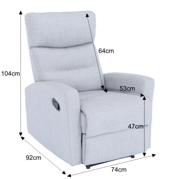 Fotoliu relaxant ,cu recliner, stofa/textil gri , Bortis Impex [10]