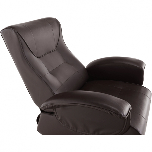 Fotoliu relaxant/confortabil cu recliner mecanic ,pentru living/hol/birou ,piele eco maro,Bortis [7]