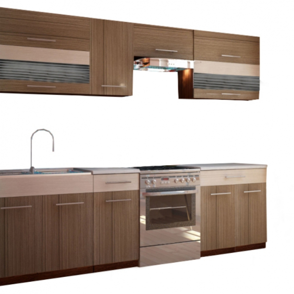 Set Bucatarie 260 cm lungime, rigolleto dark/light/wenge, canturi abs, blat termo inclus,Bortis Impex [9]